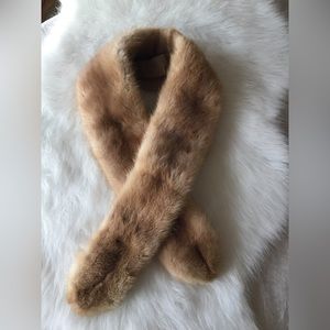 Vintage light brown genuine mink collar soft
